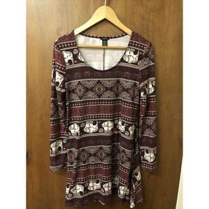 Rue 21 Maroon‎ White Elephant Floral Short Dress Size M 8 10 12 Medium